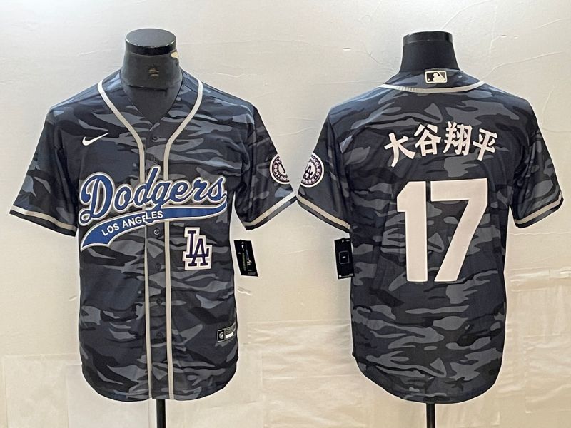 Men Los Angeles Dodgers #17 Ohtani Camo Nike Game MLB Jersey style 12